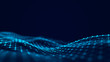 © Olena - Futuristic abstract mesh. Wave with the connection of luminous points and lines. 3D rendering.