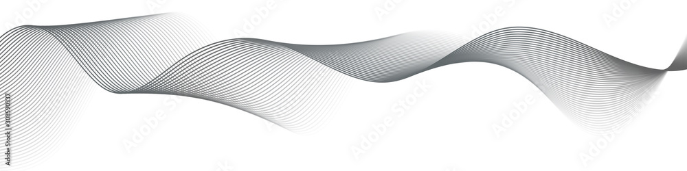abstract black wave lines on white background - obrazy, fototapety, plakaty 