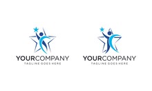 Star Shaped People For Success Logo Design Concept