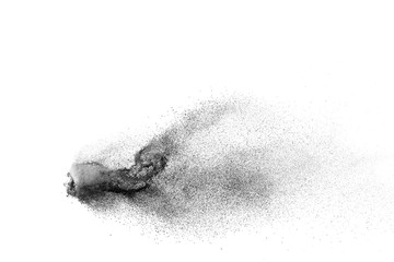 Wall Mural - freeze motion of white color powder exploding on dark background.