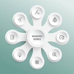 Poster - Infographics design vector and marketing icons can be used for workflow layout, diagram, annual report, web design. Business concept with 8 options, steps or processes.