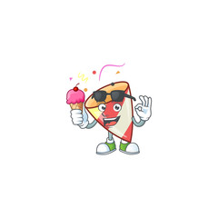 Canvas Print - Mascot character featuring exploding confetti with ice cream