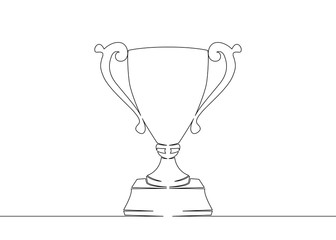 Continuous one drawn single line winning cup