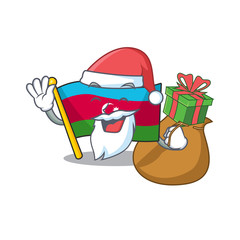 Poster - Santa with gift flag azerbaijan Cartoon character design