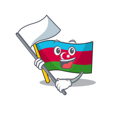 Poster - cute flag standing with flag azerbaijan cartoon character style