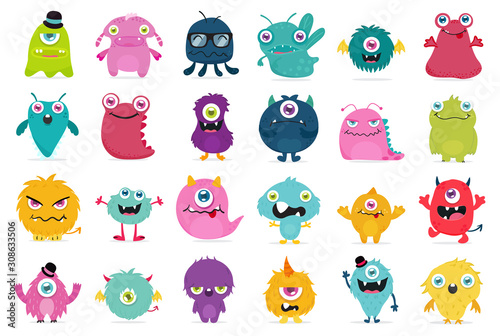 Cuadros en Lienzo Cute and Kawaii monster kids icon set.