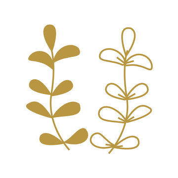 Christmas hand-drawn plants flat design