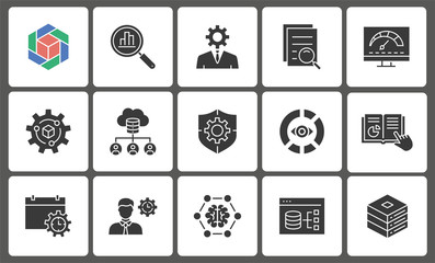 Aufkleber - business intelligence icon set. illustrations isolated on white.
