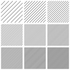Poster - Set square patterns with diagonal lines stripes, vector diagonal parallel lines wallpaper texture