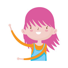 Wall Mural - cute little girl happy cartoon character portrait