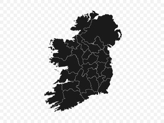 Ireland map on transparent background. Vector illustration.