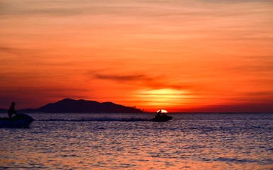 Wall Mural - Colorful of sunset on sea scape background