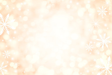 Wall Mural - abstract blur beautiful glowing  orange color gradient background with shining falling snowflakes crystal glittering effect for christmas festival and happy new year season design as banner concept