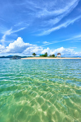 Wall Mural - Tiny exotic Island with mini resort in the east part of Palawan - Philippines. Coab Island