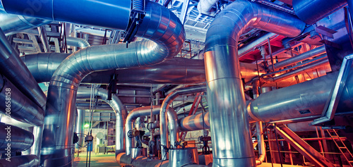 Cuadros en Lienzo Equipment, cables and piping as found inside of a modern industrial power plant