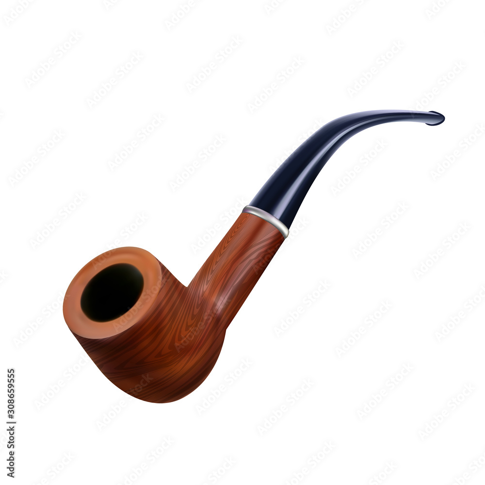 Tobacco Pipe Classic Wooden Smoke Equipment Vector. Luxury Device For  Smoking Tobacco. Traditional Accessory For Fuming Dangerous For Health  Product With Nicotine. Layout Realistic 3d Illustration Stock Vector