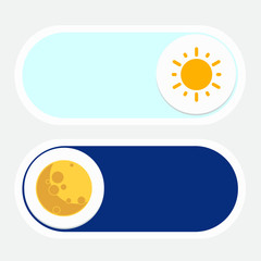 Poster - Concept of gadget interface switch to Day and Night mode and ui symbol. Day and Night Mode. On Off Switch. Light and Dark Buttons.