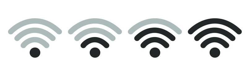 Poster - Wifi Wireless W Lan Internet Signal Flat Icons For Apps Or Websites - Isolated On white Background