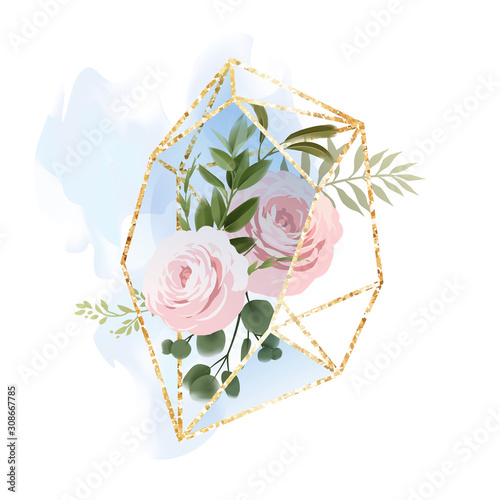 Greeting card with flowers and crystal, can be used as invitation card for we...