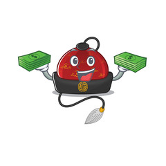 Sticker - Confident smiley traditional chinese hat character with money bag