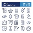 Legal documents icons. Law and justice line icon set. Vector illustration. Editable stroke.