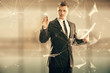 © Andrey - Businessman and abstract tech drawing. Double exposure. Concept of technology innovation