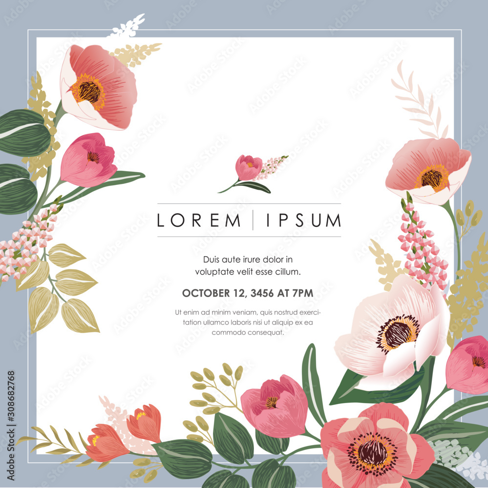 Vector illustration of a beatiful floral frame in spring for Wedding ...