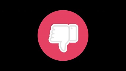 Poster - Dislike button. Loop animation in alpha channel. 4K resolution. 