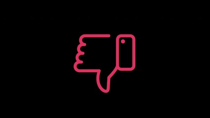 Poster - Dislike button. Loop animation in alpha channel. 4K resolution. 