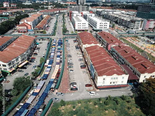 Selangor Malaysia November 3 2019 Aerial View Of Bandar Baru Bangi City In The Morning Pasar Tani Or Farmer S Market Along The Road Stock Photo Adobe Stock