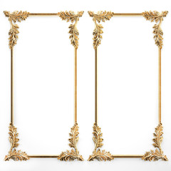 Wall Mural - stucco molding, gold frame on white background