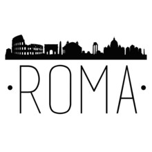 Rome Italy Skyline. Silhouette City Design Vector Famous Monuments.