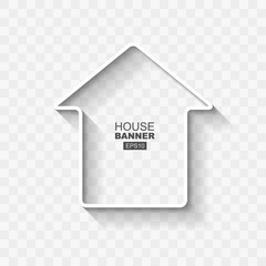 Wall Mural - White Abstract House Banner Template with Flat Design Shadow