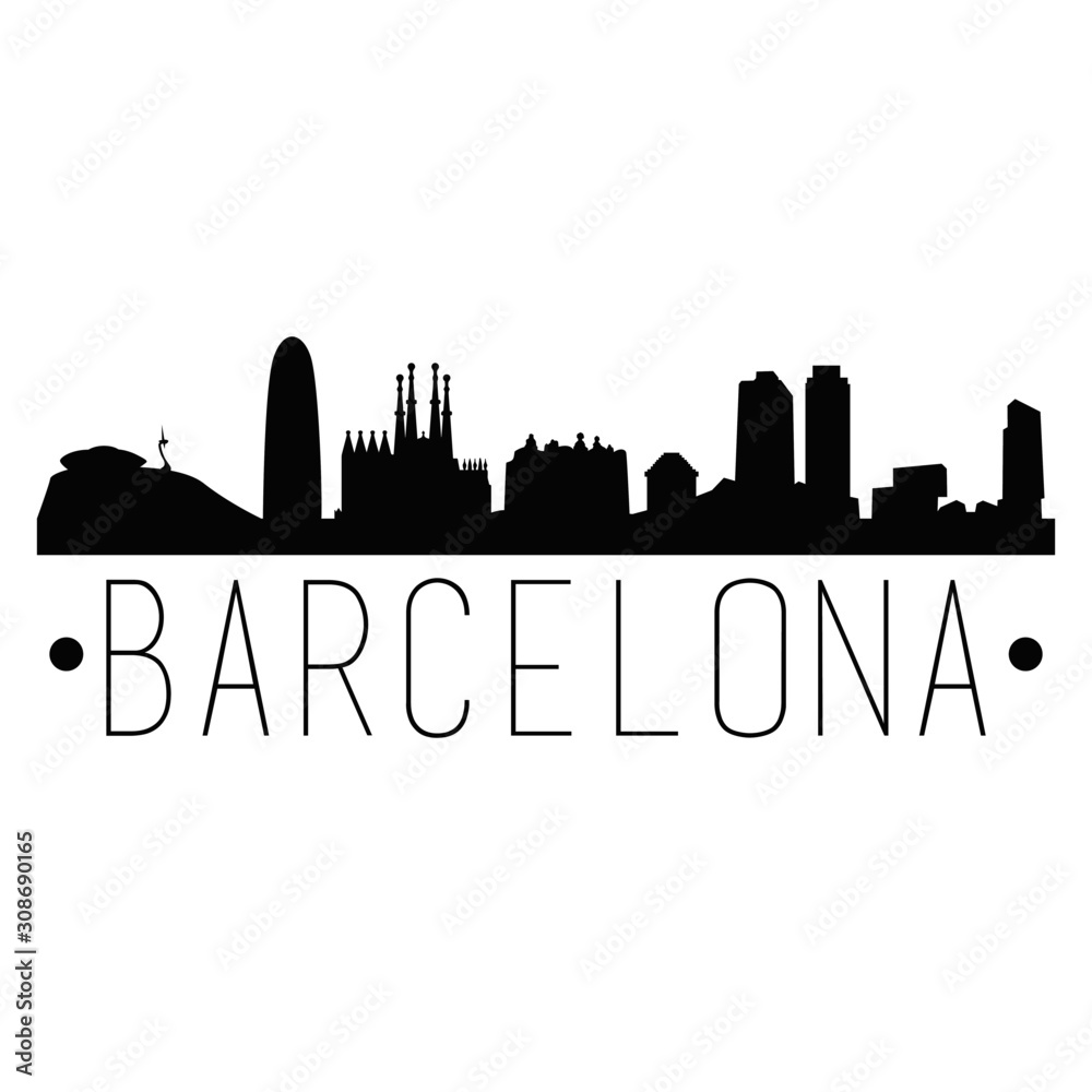 Barcelona Spain City Skyline Silhouette City Design Vector Famous barcelona-spain-city-skyline-silhouette-city-design-vector-famous