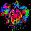 artistic lion on black background