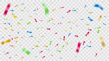 colorful falling confetti. flying color foil stripes, festival celebration confettis and party backg