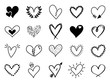 Doodle love heart. Loving cute hand drawn sketched hearts, doodle valentine heart shape drawing elements for greeting cards and valentines day design vector isolated icons set. Sketchy amour pack