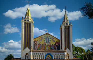 Wall Mural - Facade and Steeples of Catholic Church in Long Beach