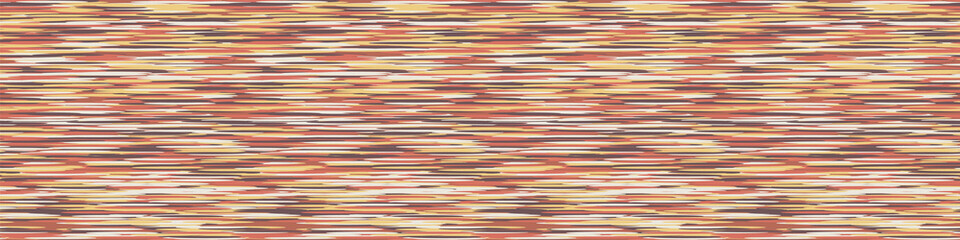 Blotched Space Dyed Ombre Background. Banner Texture. Mottled Line Effect Seamless Border Pattern. Vibrant Vertical Stripe Multicolored Heathered Melange Marl Edging Trim. Vector Ribbon Trim Eps 10