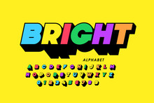 Vibrant Colorful Style Font Design, Alphabet Letters And Numbers