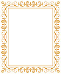 Decorative frame Elegant vector element for design in Eastern style, place for text. Floral golden border. Lace illustration for invitations and greeting cards.