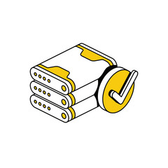 Fototapete - Hard drive checkmark. Vector line, 3d stroke isometric, color web icon, new flat style. Creative illustration design, abstract idea for infographics.