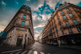 Fototapeta Uliczki - Aesthetic and geometric designed street view from Paris downtown