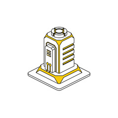 Fototapete - Quantum computer server. Vector line, 3d stroke isometric, color web icon, new flat style. Creative illustration design, abstract idea for infographics.