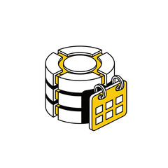Fototapete - Server big data calendar. Vector line, 3d stroke isometric, color web icon, new flat style. Creative illustration design, abstract idea for infographics.