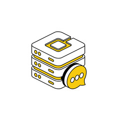 Fototapete - Server big data chat bubble. Vector line, 3d stroke isometric, color web icon, new flat style. Creative illustration design, abstract idea for infographics.