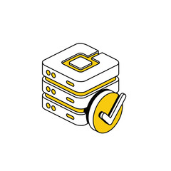 Fototapete - Server checkmark. Vector line, 3d stroke isometric, color web icon, new flat style. Creative illustration design, abstract idea for infographics.