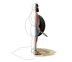 3D rendering, warrior character, illustration