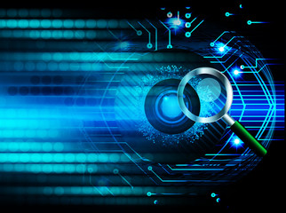 Blue eye cyber circuit future technology concept background