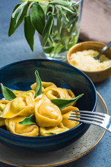 Canvas Print - Homemade tortelloni with ricotta and spinach.